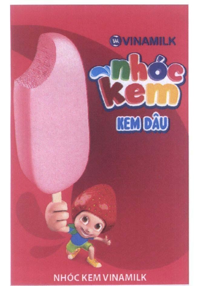 Nhãn hiệu VINAMILK V N nhóc kem KEM DÂU Nhóc Kem VINAMILK  của Công ty cổ phần Sữa Việt Nam (VINAMILK), số đơn 4-2014-22547
