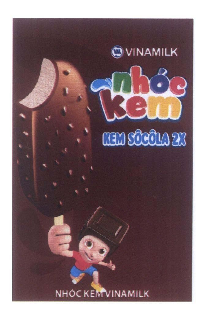 Nhãn hiệu VINAMILK V N nhóc kem KEM SÔCÔLA 2x Nhóc Kem VINAMILK  của Công ty cổ phần Sữa Việt Nam (VINAMILK), số đơn 4-2014-22548