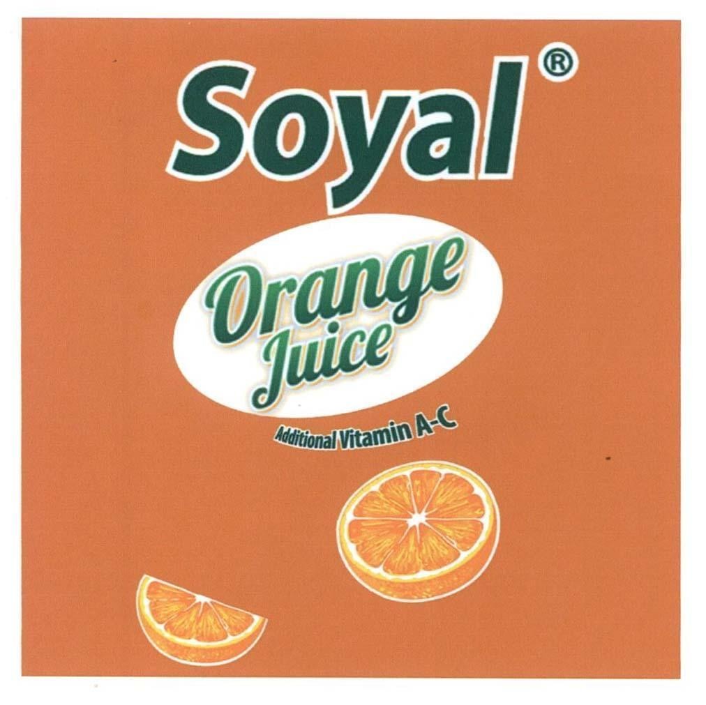 Nhãn hiệu Soyal Orange Juice Additional Vitamin A-C  của Công ty TNHH công nghệ thực phẩm Hoàng Phương, số đơn 4-2014-23426