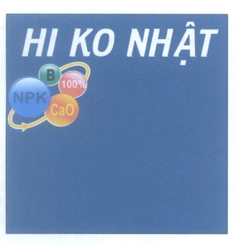 Nhãn hiệu HI KO Nhật NPK B 100% CaO  của Công ty TNHH thương mại Ngân Gia Nhật, số đơn 4-2014-23832