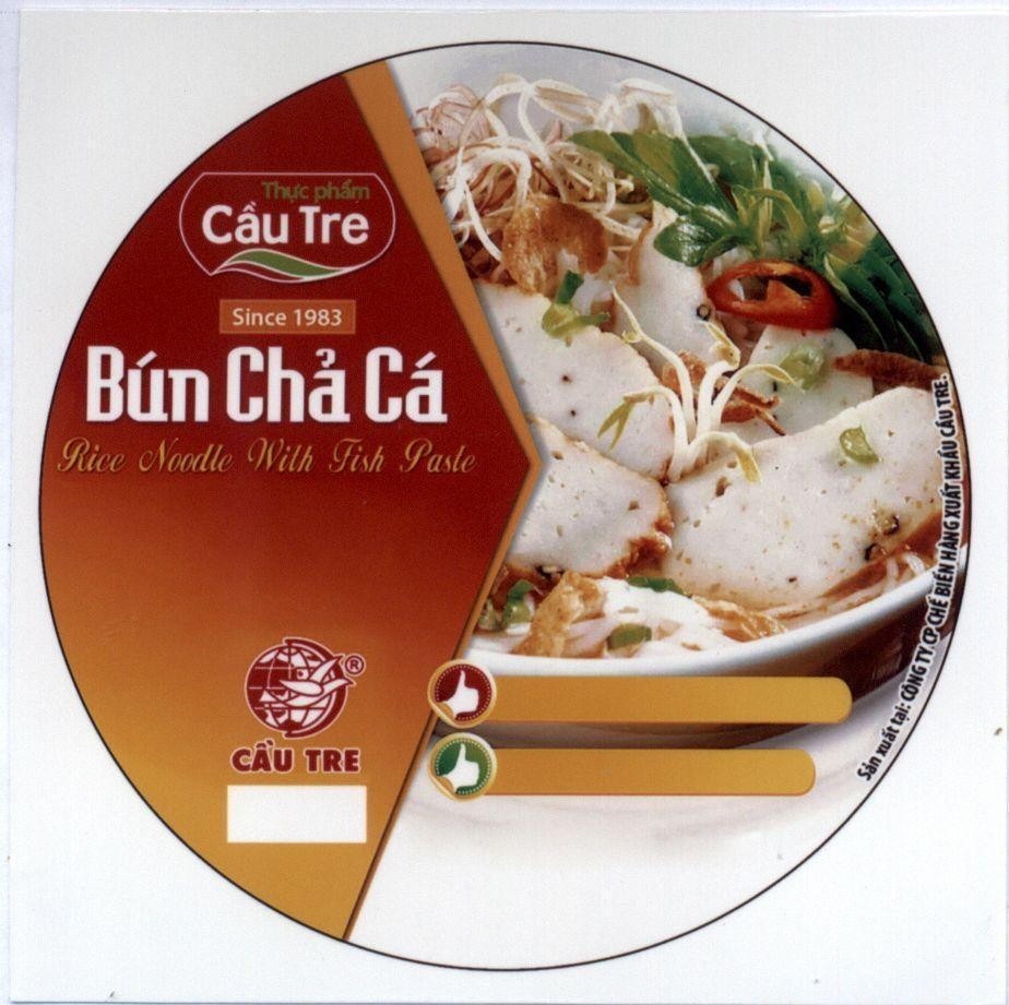 Nhãn hiệu Bún Chả Cá Thực phẩm Cầu Tre Since 1983 Rice Noodle With Fish Paste  của Công ty cổ phần thực phẩm CJ Cầu Tre, số đơn 4-2014-24456