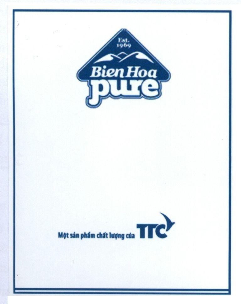 Trademark Bien Hoa pure một sản phẩm chất lượng của TTC Est.1969  of Công ty cổ phần hàng tiêu dùng Biên Hòa, application No 4-2015-01074