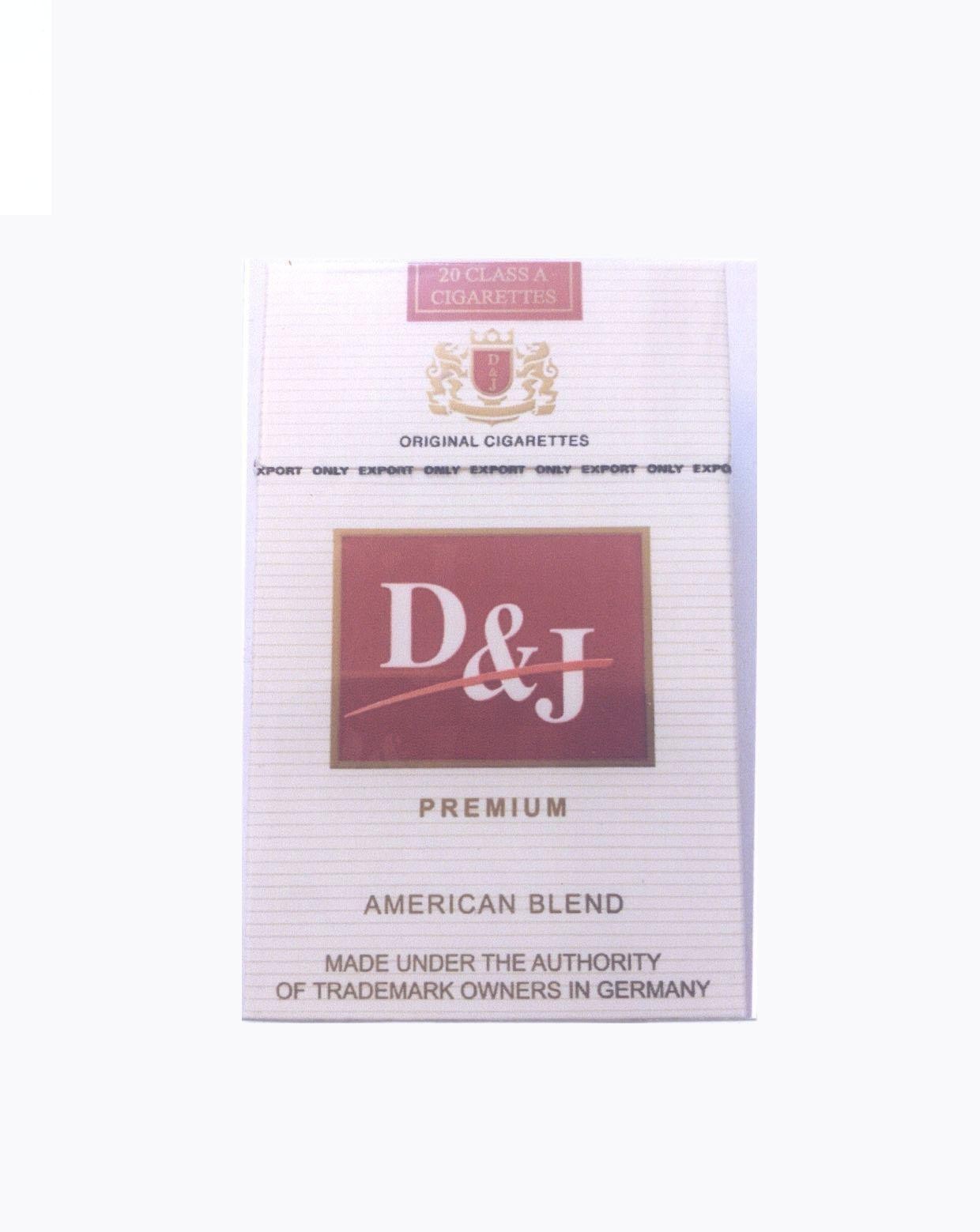 TMP Global Co., Ltd的D&J PREMIUM AMERICAN BLEND MADE UNDER THE AUTHORITY 20 CLASS A CIGARETTES 品牌, 申请号 4-2015-02812