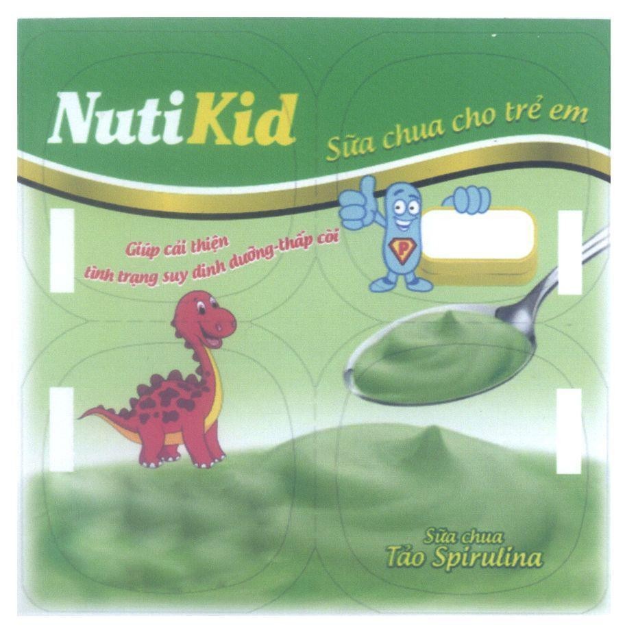 Công ty cổ phần thực phẩm dinh dưỡng Nutifood的NutiKid Sữa chua cho trẻ em Giúp cải thiện tình trạng suy dinh dưỡng - thấp còi Sữa chua Tảo Spirulina 品牌, 申请号 4-2015-05436