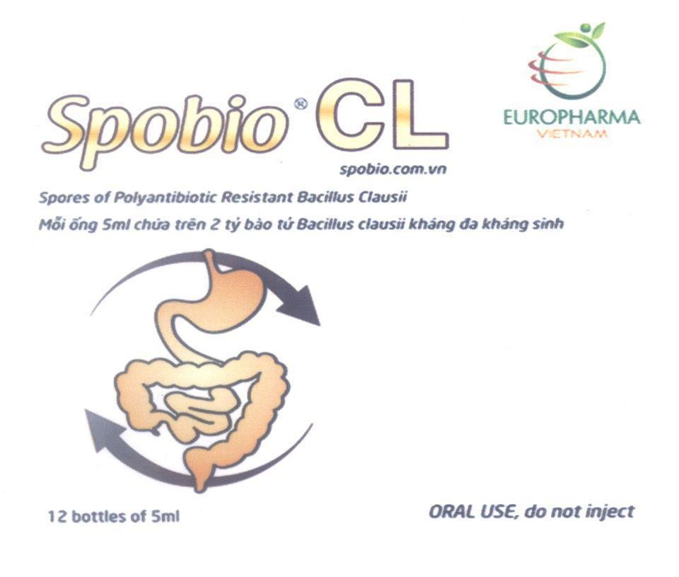 Công ty cổ phần EUROPHARMA Việt Nam的Spobio CL EUROPHARMA VIETNAM spobio.com.vn 12 bottle of 5ml ORAL USE, do not inject Spores of Polyantibiotic Resistant... 品牌, 申请号 4-2015-09526