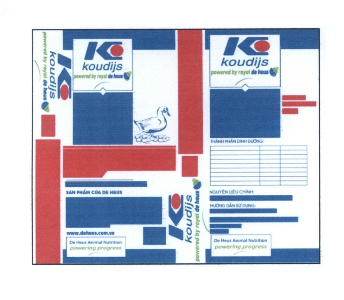 Trademark koudijs powered by royal de heus SAN PHÂM CUA DE HEUS ww.deheus.com.vn De Heus Animal Nutrition K O [I C O]  of Công ty TNHH De Heus, application No 4-2015-37266