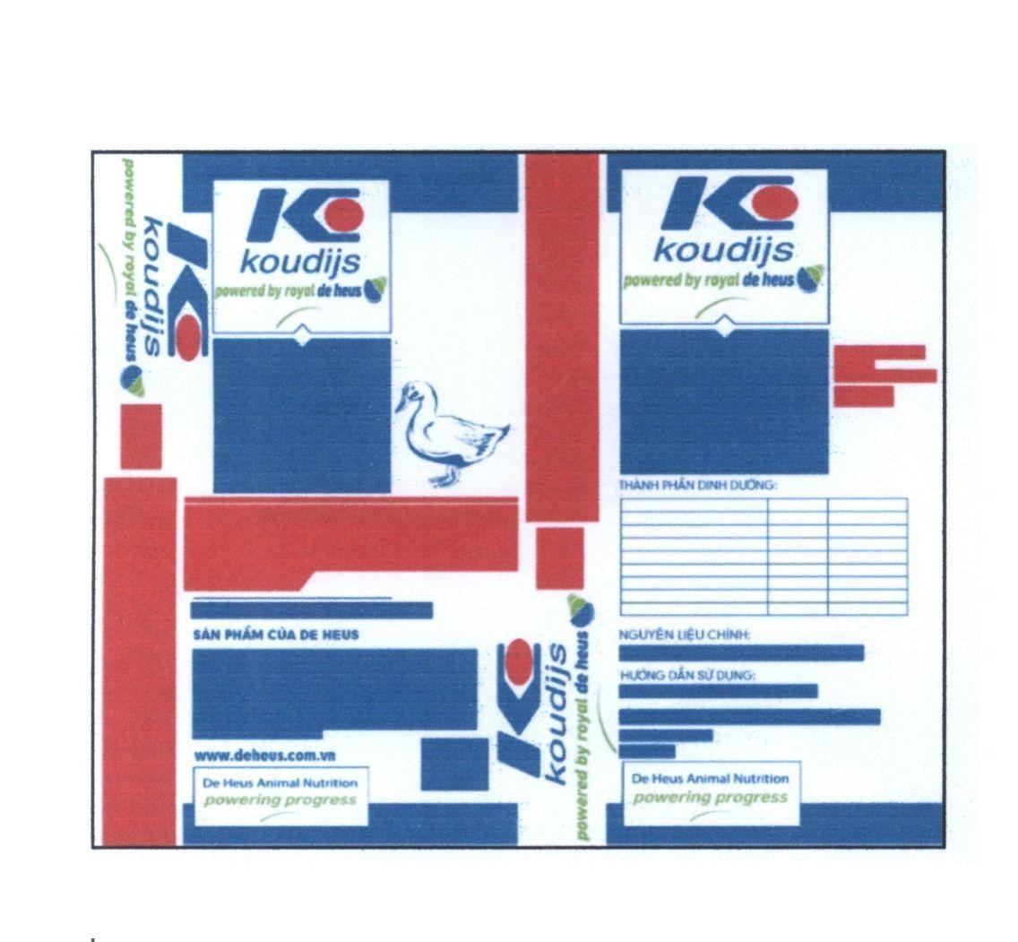 Trademark koudijs powered by royal de heus Sản phẩm của DE HEUS www.deheus.com.vn De Heus Animal Nutrition K O [I C O]  of Công ty TNHH De Heus, application No 4-2015-37267