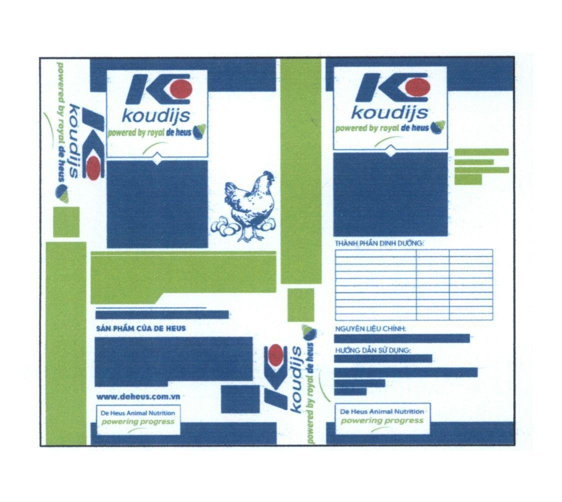 Trademark koudijs powered by royal de heus SAN PHÂM CUA DE HEUS www.deheus.com.vn De Heus Animal Nutrition K O [I C O]  of Công ty TNHH De Heus, application No 4-2015-37268