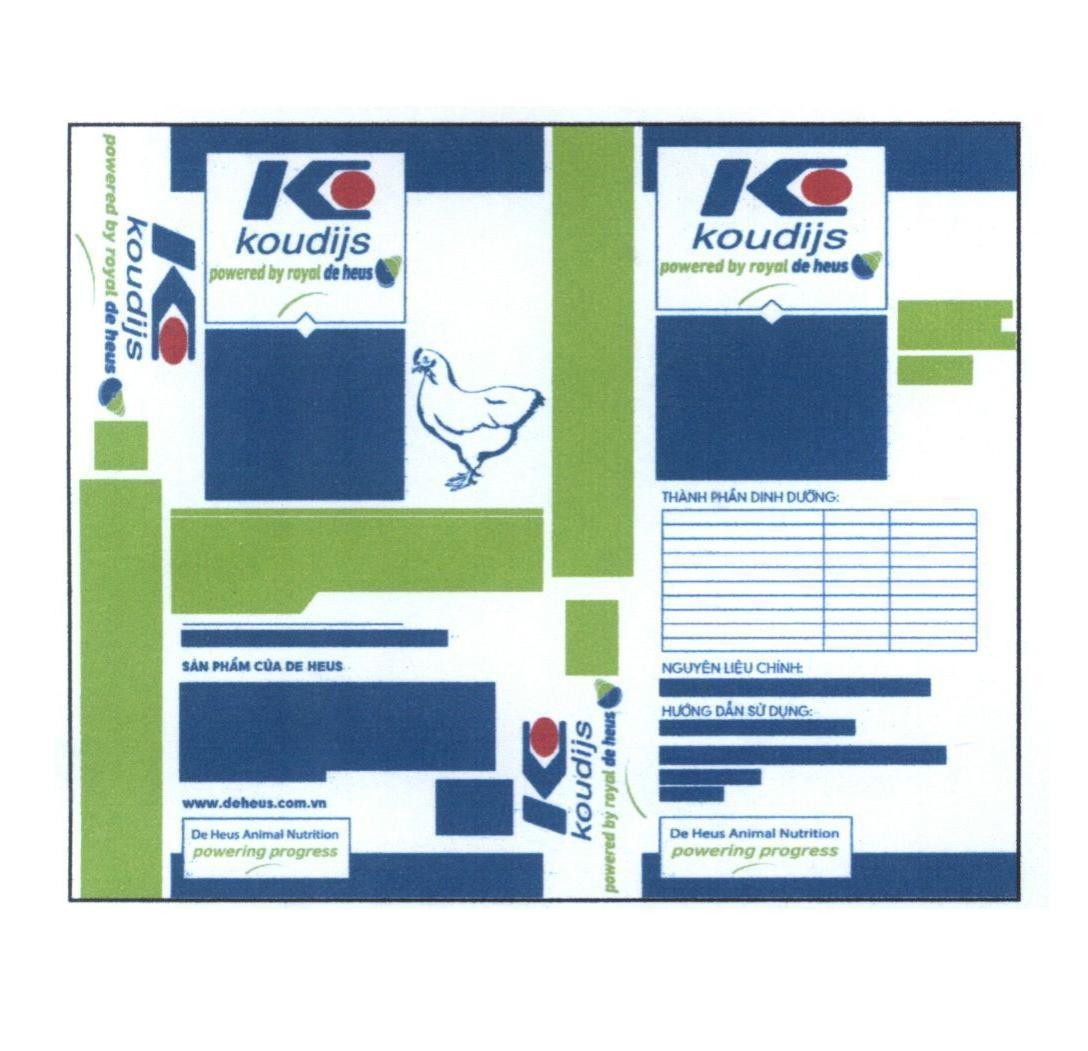 Trademark koudijs powered by royal de heus SAN PHÂM CUA DE HEUS www.deheus.com.vn De Heus Animal Nutrition K O [I C O]  of Công ty TNHH De Heus, application No 4-2015-37269