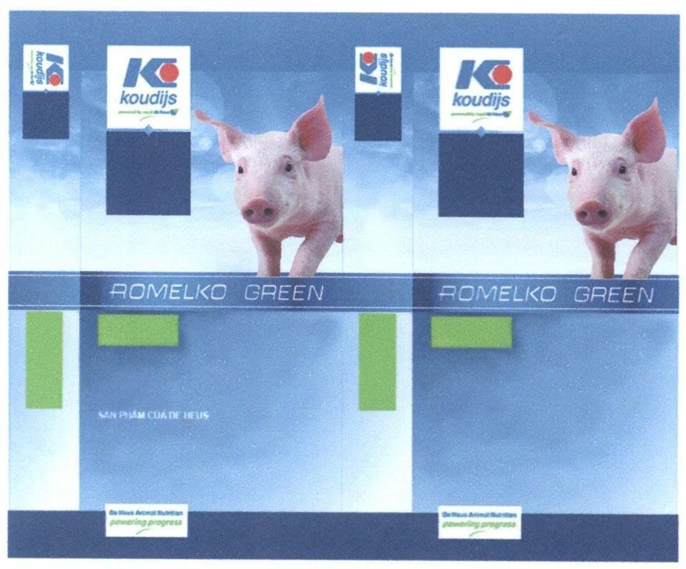 Trademark K koudijs ROMELKO GREEN powered by royal de heus powering progress...  of Công ty TNHH De Heus, application No 4-2015-37279