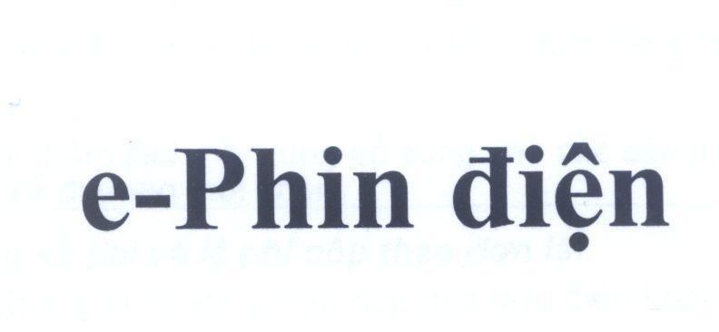 Trademark e- Phin điện  of Công ty cổ phần VINACAFé Biên Hòa, application No 4-2016-01909
