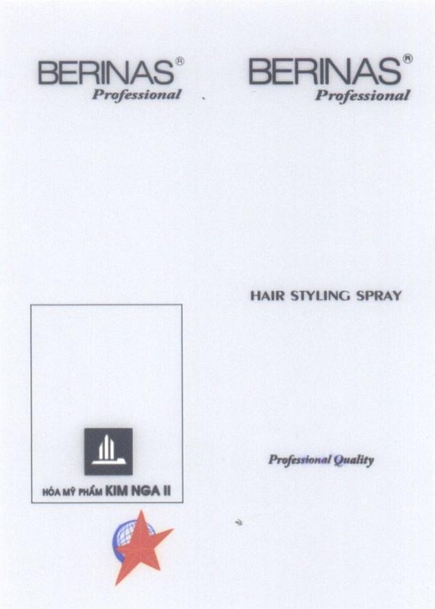 Hóa Mỹ Phẩm Kim Nga II BERINAS Professional BERINAS Professional HAIR STYLING SPRAY Professional Quality [SSS], hình BERINAS PROFESSIONAL HAIR STYLING SPRAY HOA MY PHAM KIM NGA II PROFESSIONAL QUALITY SSS