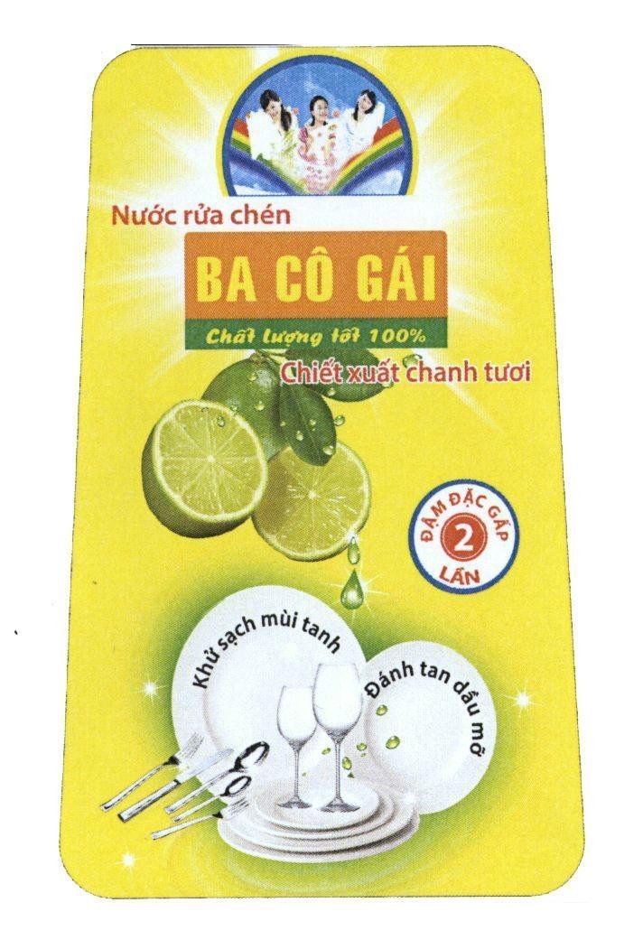 Ba Cô Gái Nước rửa chén Chất lượng tốt 100% Chiết xuất chanh tươi Khử sạch mùi tanh Đánh tan dầu mỡ Đậm Đặc Gấp 2 Lần 