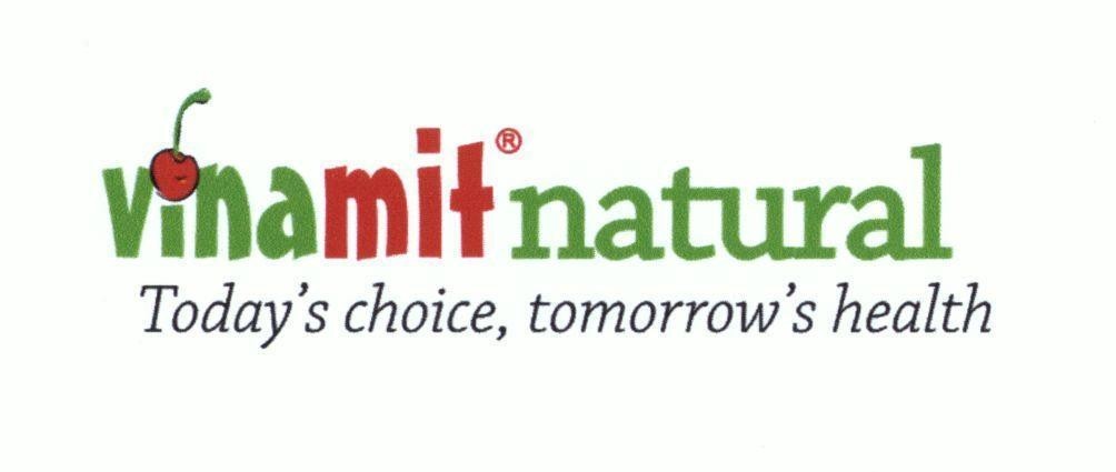Nhãn hiệu Vinamit natural Today's choice, tomorrow's health  của Công ty cổ phần VI NA MIT, số đơn 4-2016-06980