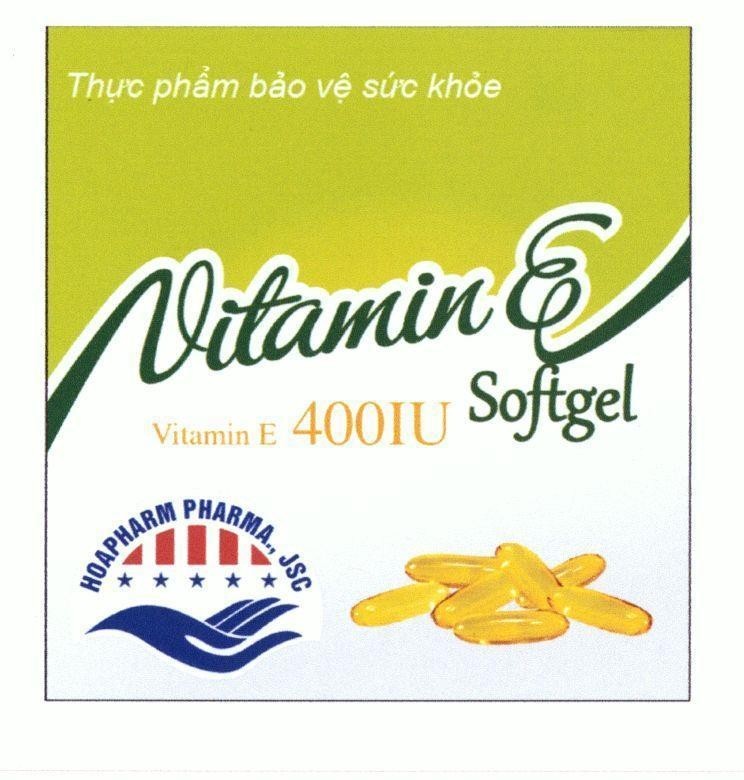 Nhãn hiệu HOAPHARM PHARMA., JSC Thực phẩm bảo vệ sức khỏe Vitamin E Softgel Vitamin E 400IU  của Công ty TNHH Hoàng Hương, số đơn 4-2016-13380