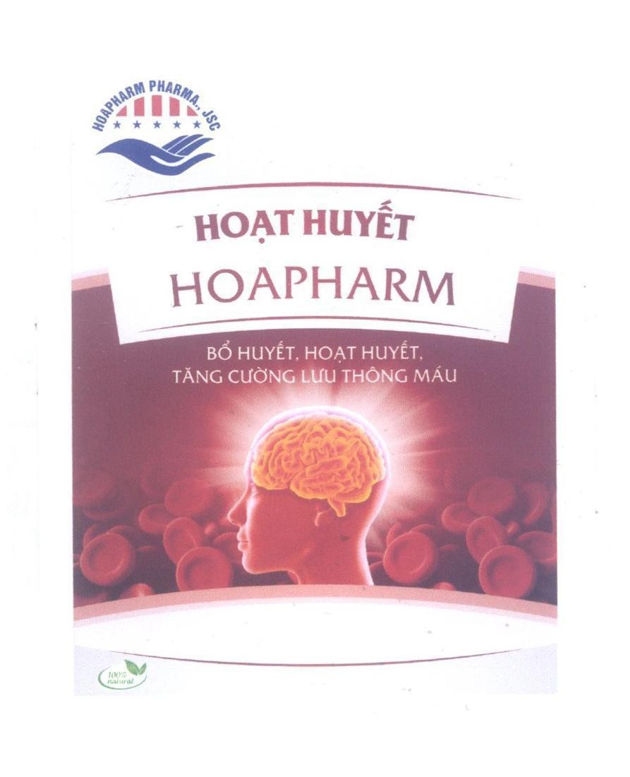 Nhãn hiệu HOAPHARM PHARMA., JSC Hoạt Huyết HOAPHARM 100% natural  của Công ty TNHH Hoàng Hương, số đơn 4-2016-25815