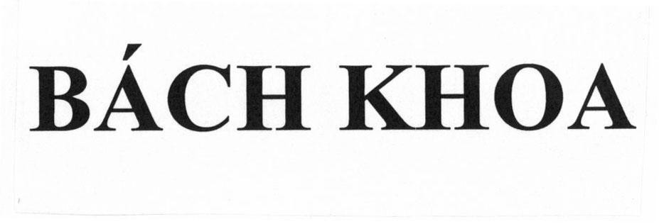 Nhãn hiệu Bách Khoa  của Công ty cổ phần đầu tư và phát triển năng lượng mặt trời Bách Khoa, số đơn 4-2016-26879