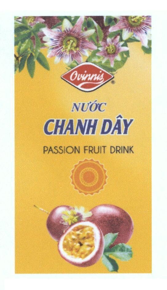 Nhãn hiệu Ovinnis Nước Chanh Dây PASSION FRUIT DRINK  của Công ty TNHH công nghệ thực phẩm Hoàng Phương, số đơn 4-2016-42286