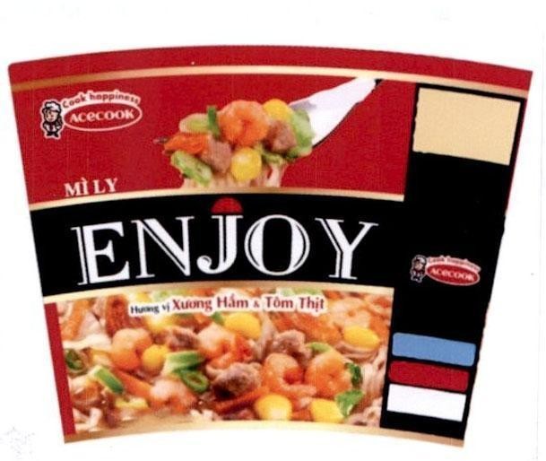 Nhãn hiệu Mì ly ENJOY ACECOOK hương vị Xương Hầm & Tôm Thịt  của Công ty cổ phần Acecook Việt Nam, số đơn 4-2016-42811