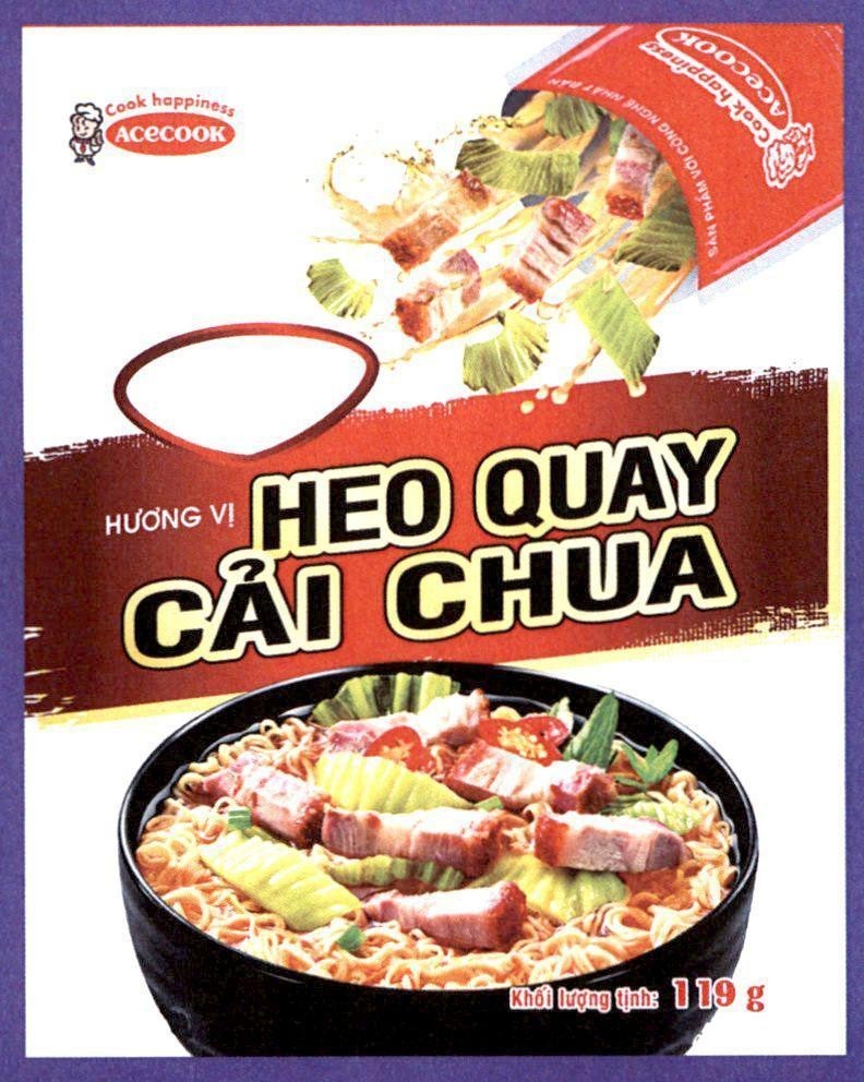 Nhãn hiệu Heo Quay Cải Chua Acecook  của Công ty cổ phần Acecook Việt Nam, số đơn 4-2016-42812