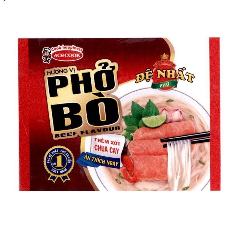 ACECOOK Cook happiness Hương Vị Phở Bò BEEF FLAVOUR Đệ Nhất Phở Thêm Xốt Chua Cay Ăn Thích Ngay Phở Đệ Nhất - Phở Ăn Liền 