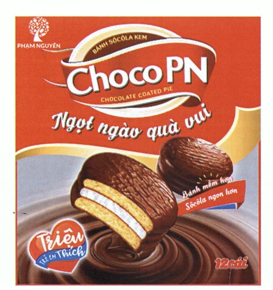 Choco PN Phạm Nguyên CHOCOLATE COATED PIE Bánh Sôcôla Kem Ngọt ngào quà vui Triệu trẻ em thích 