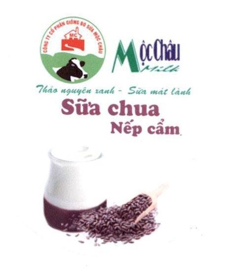 Nhãn hiệu Công Ty Cổ Phần Giống Bò Sữa Mộc Châu MC Mộc Châu Milk Thảo nguyên xanh - Sữa mát lành Sữa Chua Nếp Cẩm  của Công ty CP giống bò sữa Mộc Châu, số đơn 4-2017-13666