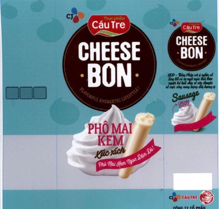 Nhãn hiệu Thực phẩm Cầu Tre CJ CHEESE BON Phô Mai Kem Xúc Xích  của Công ty cổ phần thực phẩm CJ Cầu Tre, số đơn 4-2017-20717