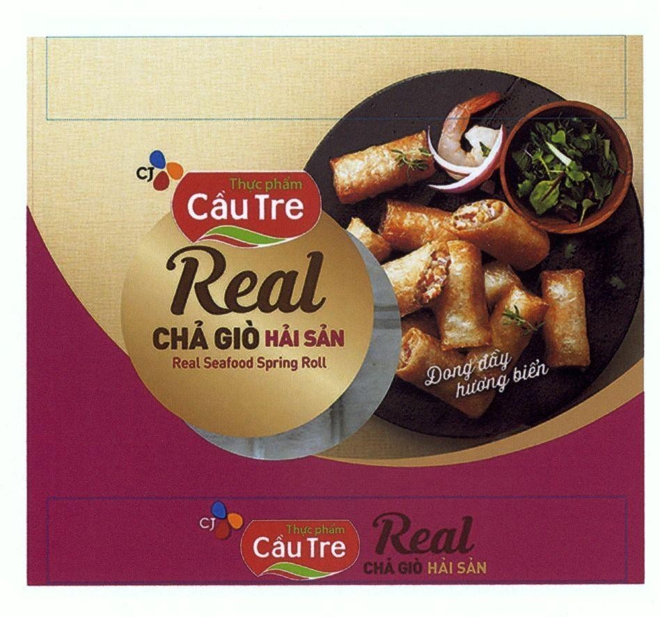 Nhãn hiệu CJ Thực phẩm Cầu Tre Real Chả Giò Hải Sản Real Seafood Spring Roll  của Công ty cổ phần thực phẩm CJ Cầu Tre, số đơn 4-2017-20898
