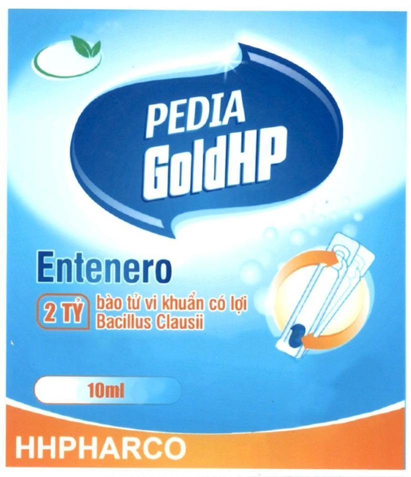 Nhãn hiệu PEDIA GoldHP Entenero HHPHARCO 2 Tỷ bào tử vi khuẩn có lợi Bacillus Clausii 10ml  của Công ty trách nhiệm hữu hạn TMDV&XNK Hoàng Hải Phát, số đơn 4-2017-21998