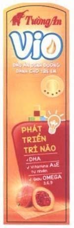 Nhãn hiệu Vio TườngAn Dầu Ăn Dinh Dưỡng Dành Cho Trẻ Em Phát Triển Trí Não DHA Vitamins A&E tự nhiên Giàu OMEGA 3.6.9  của Công ty cổ phần dầu thực vật Tường An, số đơn 4-2018-01284