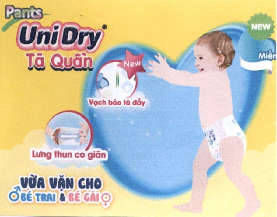 Công ty TNHH Taisun Việt Nam的Pants UniDry Tã Quần Vừa Vặn Cho Bé Trai & Bé Gái New Vạch báo tã đầy Lưng thun co giãn New Miếng 品牌, 申请号 4-2018-14065