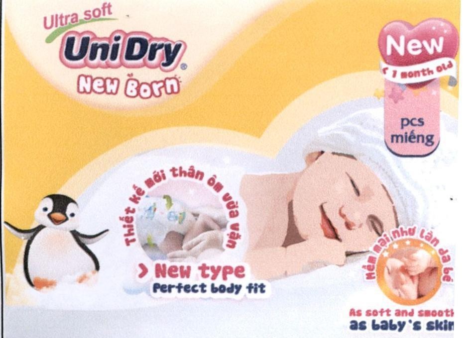 Công ty TNHH Taisun Việt Nam的Ultra soft UniDry New Born Thiết kế mới thân ôm vừa vặn New type Perfect body fit Mềm mại như làn da bé As soft and smooth 品牌, 申请号 4-2018-14066