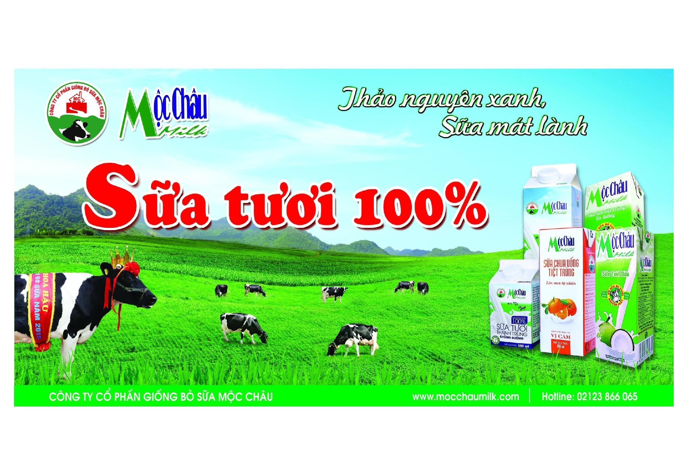 Nhãn hiệu Mộc Châu Milk MC Thảo nguyên xanh Sữa mát lành Sữa tươi 100% Công ty Cổ Phần Giống Bò Sữa Mộc Châu www.mocchaumilk.com  của Công ty CP giống bò sữa Mộc Châu, số đơn 4-2018-16870
