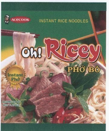 Nhãn hiệu ACECOOK Oh! Ricey Phở Bò INSTANT RICE NOODLES Instant Phở Hương Vị Bò BEEF FLAVOUR  của Công ty cổ phần Acecook Việt Nam, số đơn 4-2018-18023