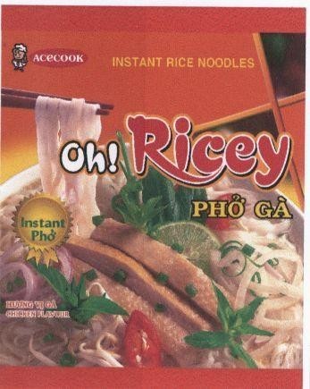 Nhãn hiệu ACECOOK Oh! Ricey Phở Gà INSTANT RICE NOODLES Instant Phở Hương Vị Gà CHICKEN FLAVOUR  của Công ty cổ phần Acecook Việt Nam, số đơn 4-2018-18024
