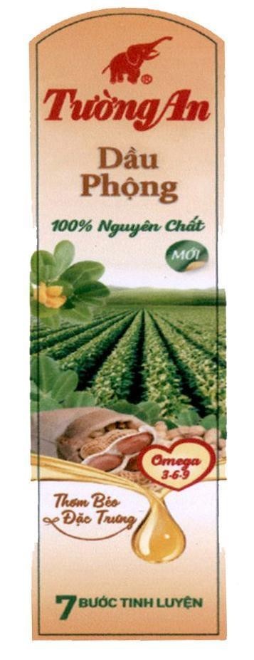 Nhãn hiệu Tường An Dầu Phộng 100% Nguyên Chất Mới Omega 3-6-9 Thơm Béo Đặc Trưng 7 Bước Tinh Luyện  của Công ty cổ phần dầu thực vật Tường An, số đơn 4-2018-24239