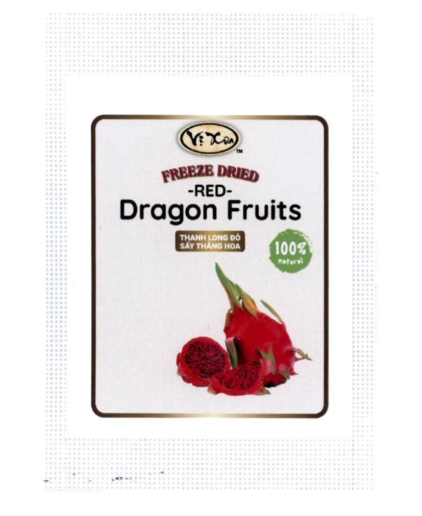 Nhãn hiệu Vị Xưa TM FREEZE DRIED RED Dragon Fruits Thanh Long Đỏ Sấy Thăng Hoa 100% natural  của Công ty TNHH Nam Phương V.N, số đơn 4-2018-39038