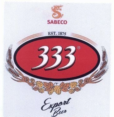Nhãn hiệu SABECO EST. 1875 333 Export Beer  của Tổng công ty cổ phần bia - rượu - nước giải khát Sài Gòn, số đơn 4-2018-42079