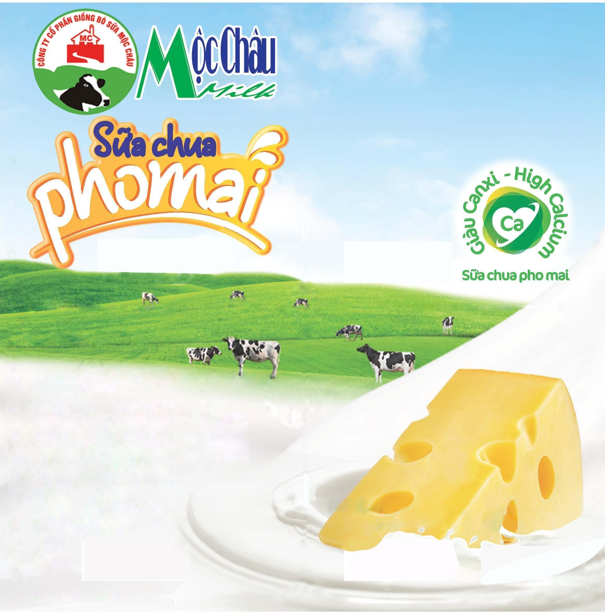 Mộc Châu Milk Công Ty Cổ Phần Giống Bò Sữa Mộc Châu Sữa chua phomai Giàu Canxi High Calcium Sữa chua pho mai 