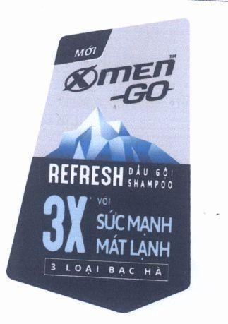 Nhãn hiệu Mới X MEN GO REFRESH Dầu Gội SHAMPOO 3X Với Sức Mạnh Mát Lạnh 3 Loại Bạc Hà  của Công ty cổ phần MARICO SOUTH EAST ASIA, số đơn 4-2019-02582
