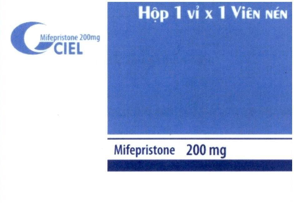Nhãn hiệu C Mifepristone 200mg CIEL Hộp 1 Vỉ x 1 Viên Nén Mifepristone 200 mg  của DKT INTERNATIONAL, INC, số đơn 4-2019-08562