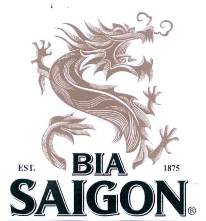 Trademark BIA SAIGON EST. 1875  of Tổng công ty cổ phần Bia - Rượu - Nước giải khát Sài Gòn, application No 4-2019-20750