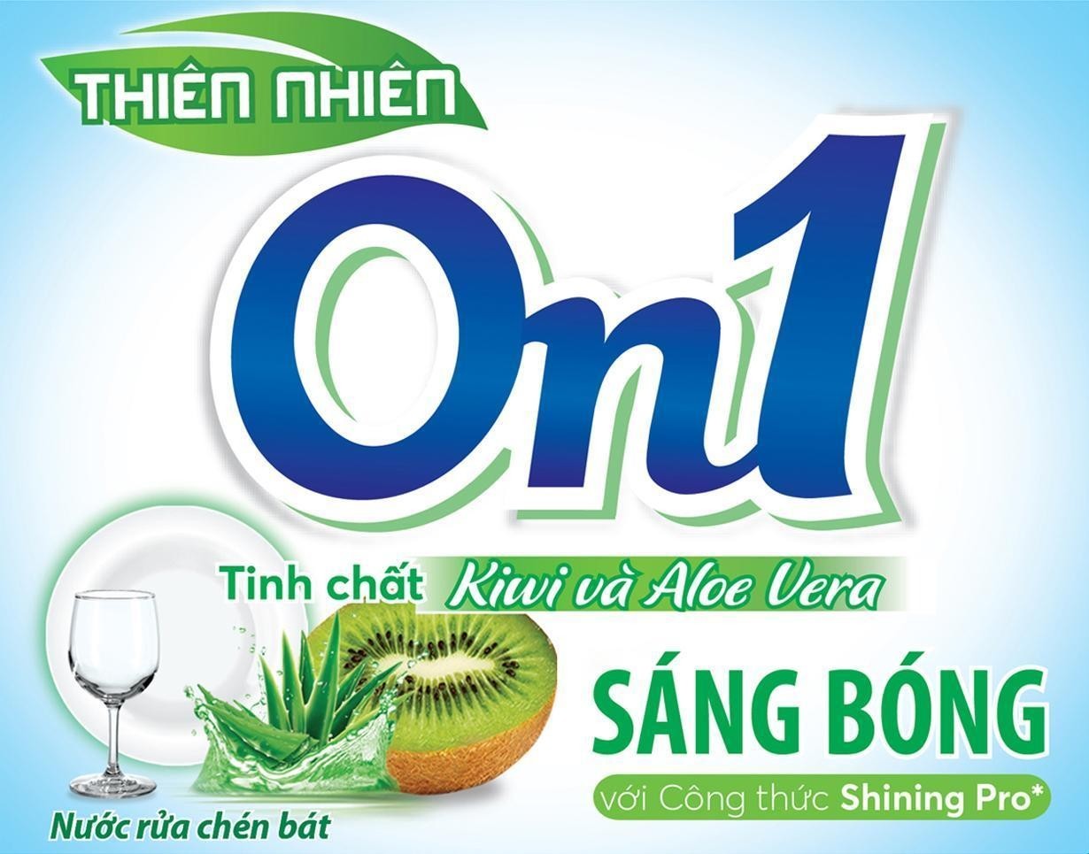 Nhãn hiệu On1 Thiên Nhiên Tinh chất Kiwi và Aloe Vera Nước rửa chén bát Sáng Bóng Với Công Thức Shining Pro  của Công ty cổ phần bột giặt LIX, số đơn 4-2019-24615