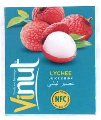 Nhãn hiệu Vinut LYCHEE JUICE DRINK NFC NOT FORM CONCENTRATE Foods and Beverage [easir LISHI: Nước ép VảI]...  của Công ty cổ phần thực phẩm và nước giải khát Nam Việt, số đơn 4-2019-31590