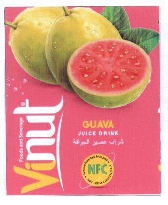 Nhãn hiệu Vinut GUAVA JUICE DRINK NFC NOT FORM CONCENTRATE Foods and Beverage [Sharab easir aljawafa: Nước ép ôỉ]...  của Công ty cổ phần thực phẩm và nước giải khát Nam Việt, số đơn 4-2019-31591