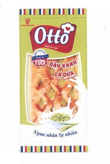 Nhãn hiệu Otto Bánh mì tươi BAKED FRESH DAILY Bánh mì Tươi Đậu Xanh Lá Dứa Ngon nhân tự nhiên Phạm Nguyên  của Công ty TNHH chế biến thực phẩm & bánh kẹo Phạm Nguyên, số đơn 4-2019-42582