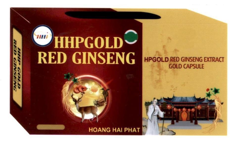 Nhãn hiệu HHPGOLD RED GINSENG HOANG HAI PHAT HPGOLD RED GINSENG EXTRACT GOLD CAPSULE HHPGOLD RED GINSENG  của Công ty trách nhiệm hữu hạn TMDV&XNK Hoàng Hải Phát, số đơn 4-2019-47084