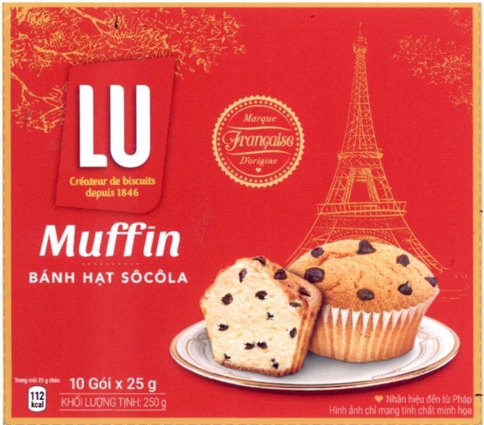 Trademark LU Créateur de biscuits depuis 1846 Muffin bánh hạt sôcôla Marque Francaise D'origine Nhãn hiệu đến từ Pháp Hình ảnh chỉ mang tính chất minh họa Trong mỗi 25g chứa 112 kcal 10 Gói x 25 g Khối Lượng Tịnh: 250 g  of GENERALE BISCUIT, application No 4-2019-52251