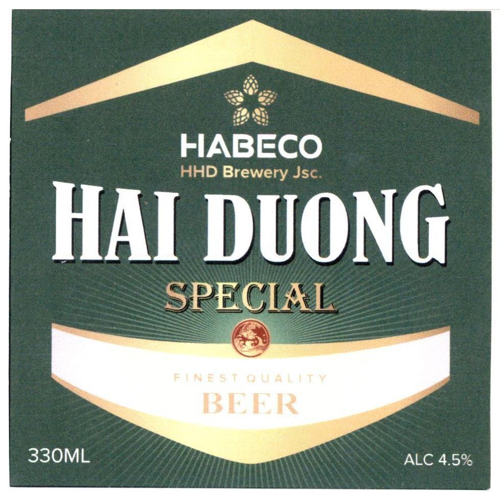 HABECO HHD Brewely Jsc. HAI DUONG SPECIAL FINEST QUALITY BEER 330 ML ALC 4.5% 